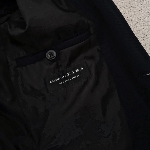 ZARA MAN Textured Navy Blue Blazer, Size L / 42 - Picture 9 of 9